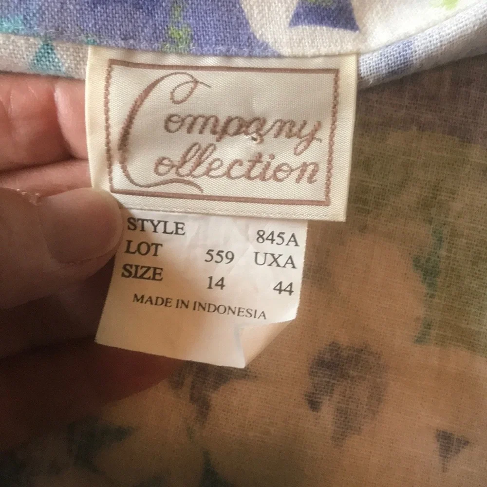 Company Collection Linen Blend Floral Top Size 14